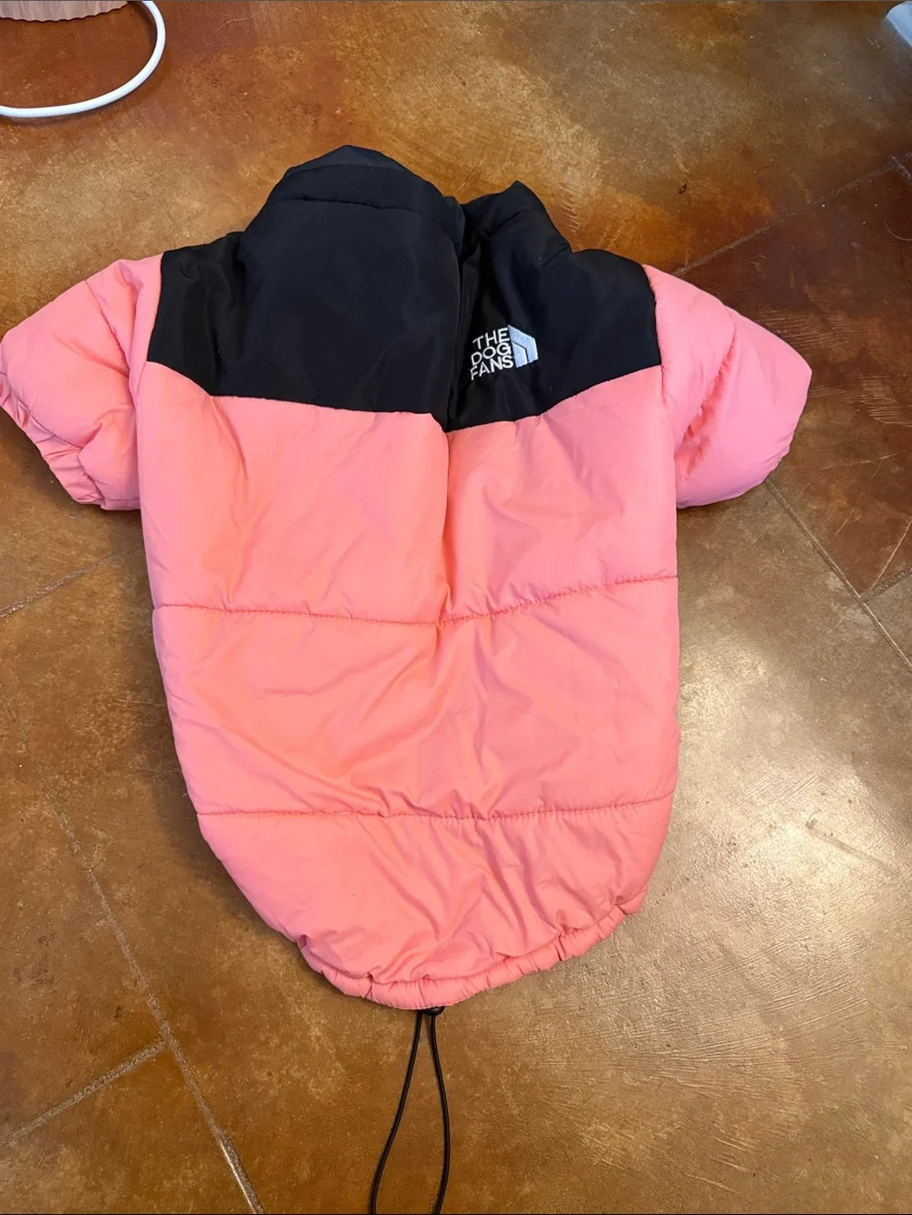Pink and Black Dog Jacket with Drawcord Hem